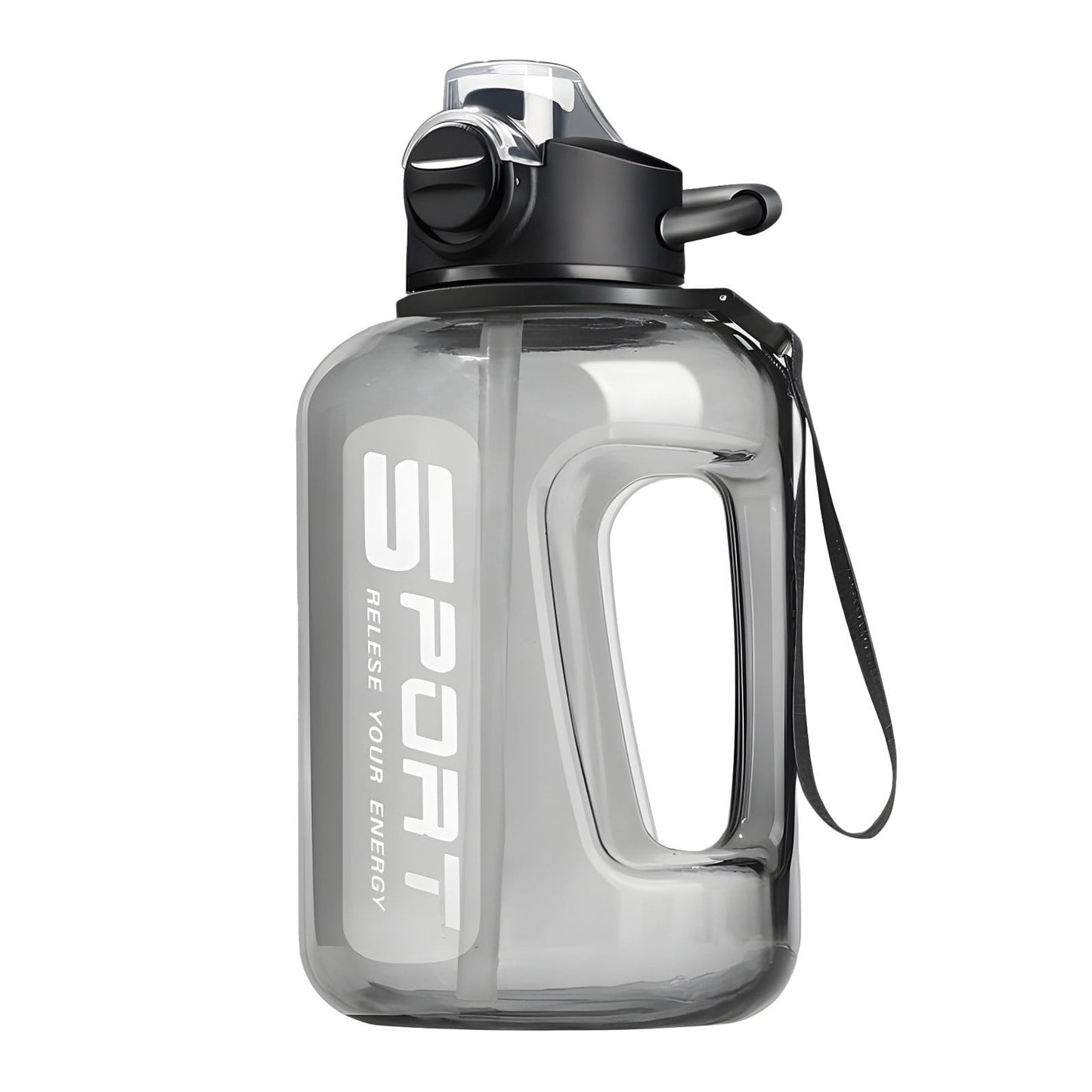 AYktou 58oz Water Bottle for All Day Hydration Big Water Bottle with Straw Measures Daily Gym Water Bottle with Handle Leakproof Sports Water Bottle for Gym Camping Outdoor(Black） Black-58oz