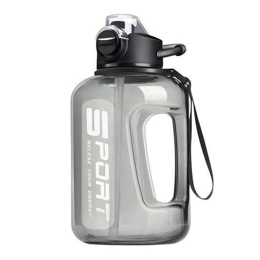 AYktou 58oz Water Bottle for All Day Hydration Big Water Bottle with Straw Measures Daily Gym Water Bottle with Handle Leakproof Sports Water Bottle for Gym Camping Outdoor(Black） Black-58oz