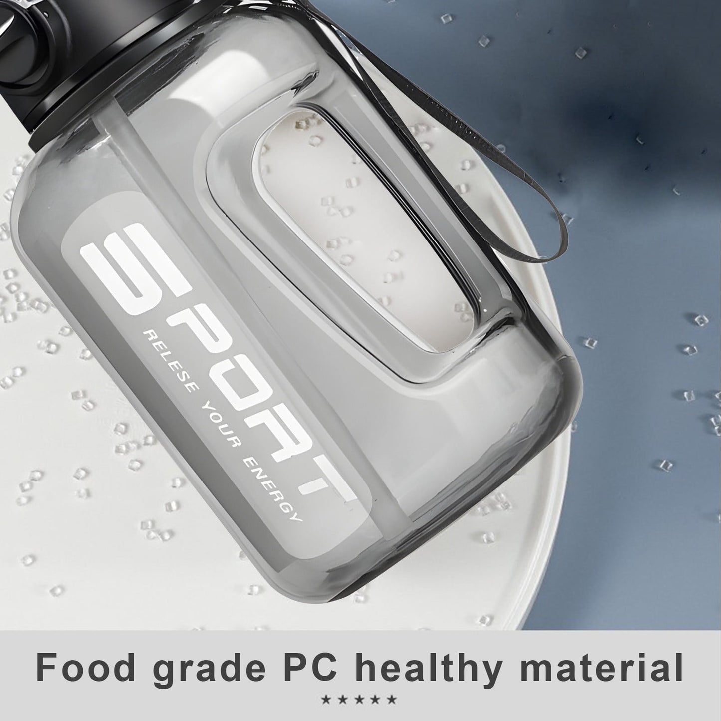AYktou 58oz Water Bottle for All Day Hydration Big Water Bottle with Straw Measures Daily Gym Water Bottle with Handle Leakproof Sports Water Bottle for Gym Camping Outdoor(Black） Black-58oz