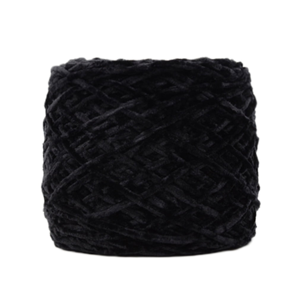 Chmadoxn DIY Velvet Chenille Yarn,Bulky Luxury Chenille Yarn for Crochet Hat Scarf Black