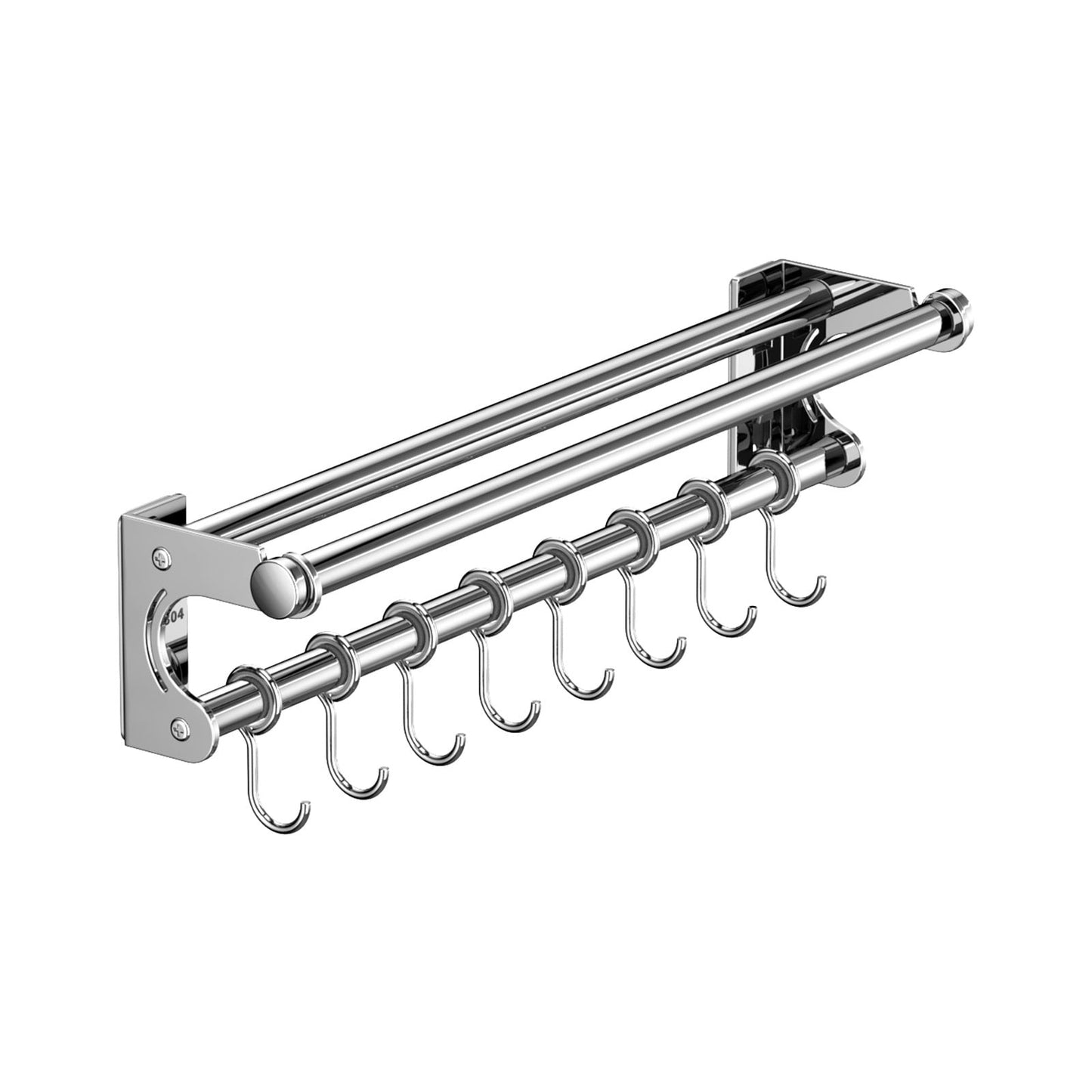 Kdkad Kitchen Organization and Storage Rack, Wall Mounted Pots and Pans Rack, Stainless Steel Metal Wall Shelf with Hooks for Hanging Pots and Pans for Kitchen Bathroom Bedroom Pantry 40 * 9 * 9cm/15.75 * 3.54 * 3.54inch S_ilver