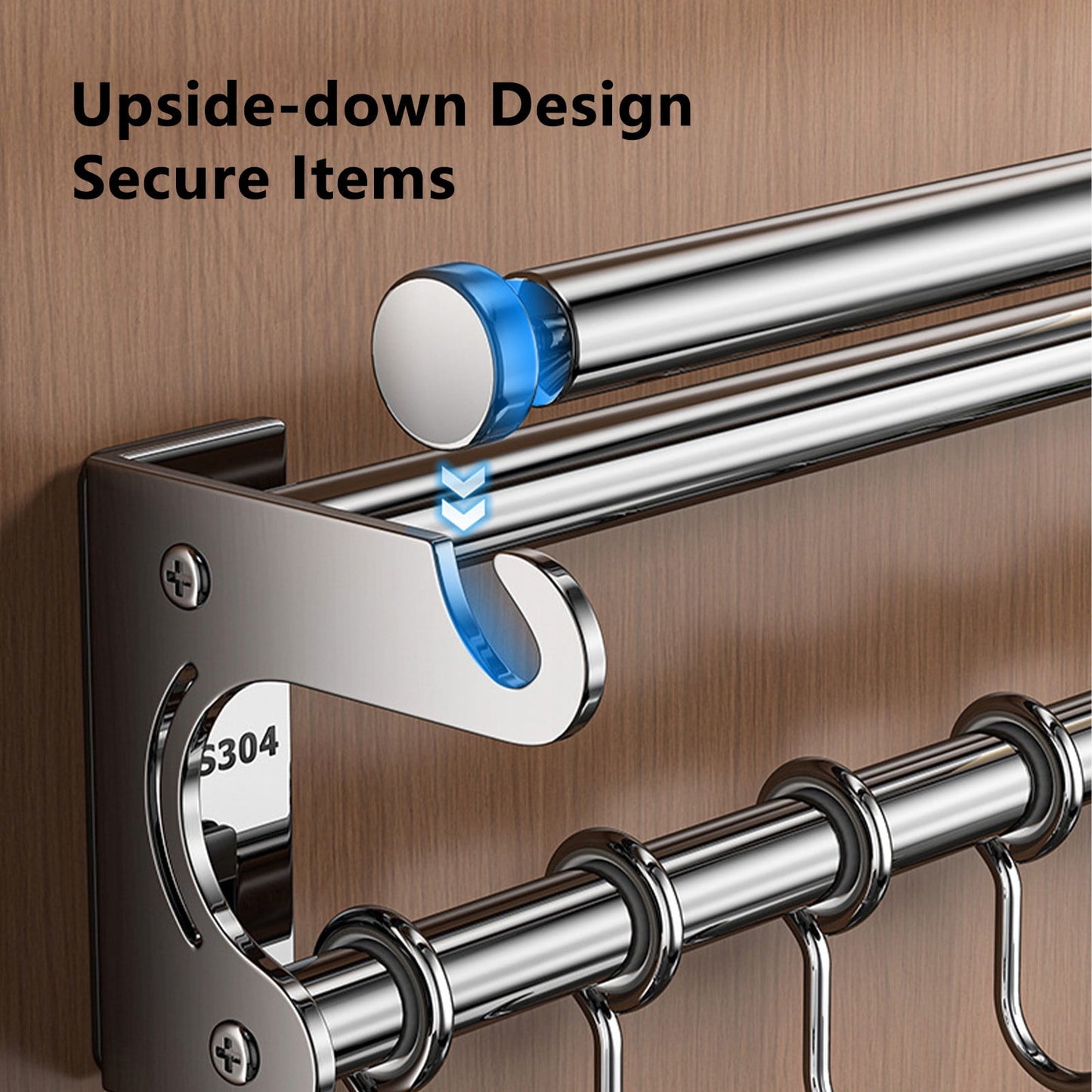 Kdkad Kitchen Organization and Storage Rack, Wall Mounted Pots and Pans Rack, Stainless Steel Metal Wall Shelf with Hooks for Hanging Pots and Pans for Kitchen Bathroom Bedroom Pantry 40 * 9 * 9cm/15.75 * 3.54 * 3.54inch S_ilver