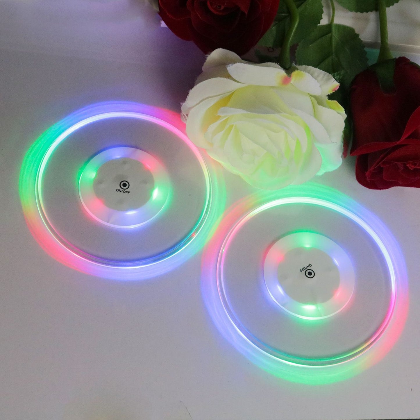 LED Coasters Set of 6, Changing Light Up Coasters for Drinks, Flashing Cup, Waterproof Non-Slip Funny Drink Set for Party Bars, Events, Halloween, Wedding, Club Decor
