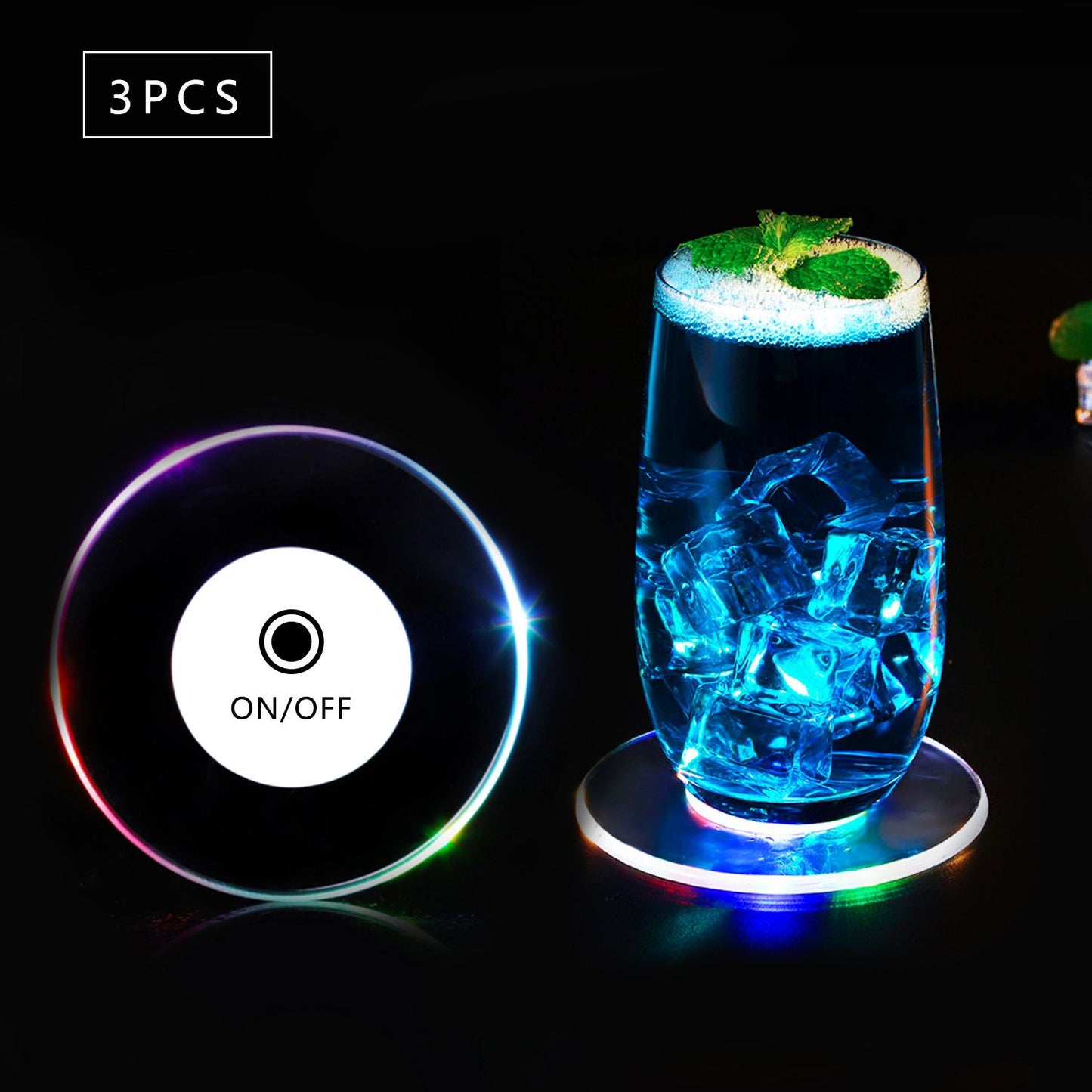 LED Coasters Set of 6, Changing Light Up Coasters for Drinks, Flashing Cup, Waterproof Non-Slip Funny Drink Set for Party Bars, Events, Halloween, Wedding, Club Decor