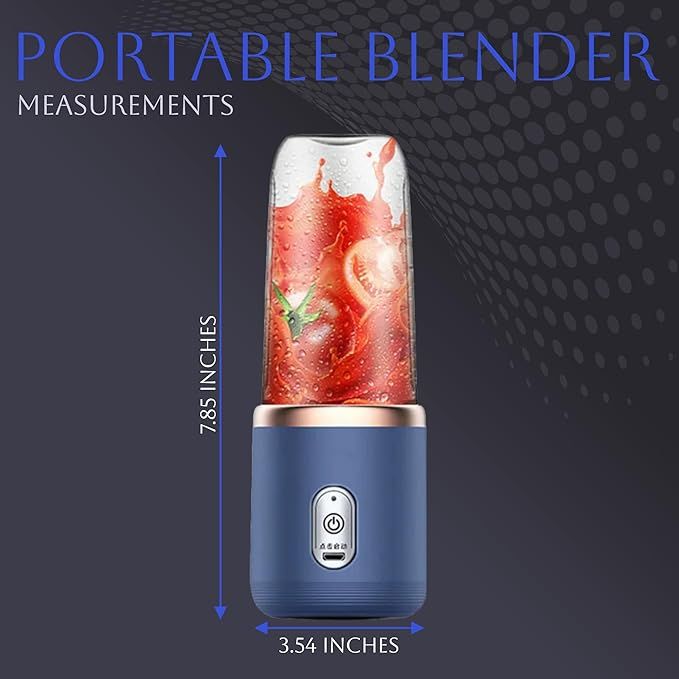 Portable Blender 14oz for Juices & Smoothies with 6 blades Puwerful performances Fusion Blender | USB Rechargeable, Lid, Cup included | Fit for travel and outdoor activities