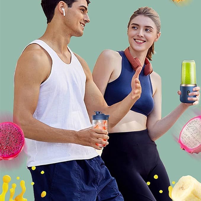 Portable Blender 14oz for Juices & Smoothies with 6 blades Puwerful performances Fusion Blender | USB Rechargeable, Lid, Cup included | Fit for travel and outdoor activities