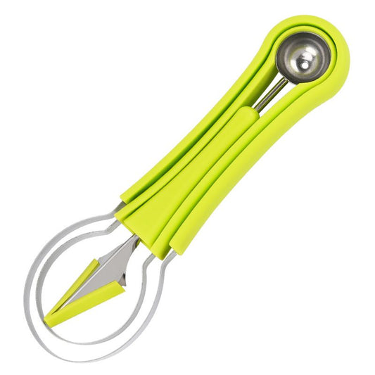 Melon Baller Scoop Set,4 In 1 fruit cutters shapes, watermelon scooper fruit scooper and baller, fruit carving tools（Green）