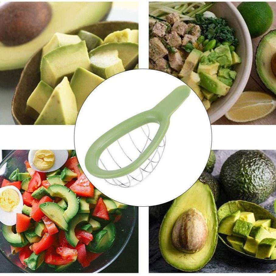2pcs Avocado Slicer Tool Inches Avocado Cuber Tool with Ergonomic Handle, Easy to Use and Clean, Food-Grade Plastic and Stainless Steel, Good for Salads, Guacamole, or Smoothie