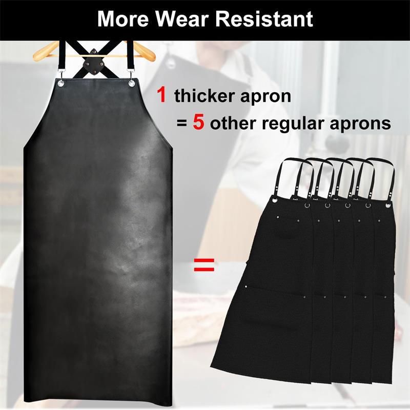 PU Rubber Waterproof Aprons for Dishwashing, Heavy Duty Butcher Apron, Adjustable Cross Back Apron for Dishwasher
