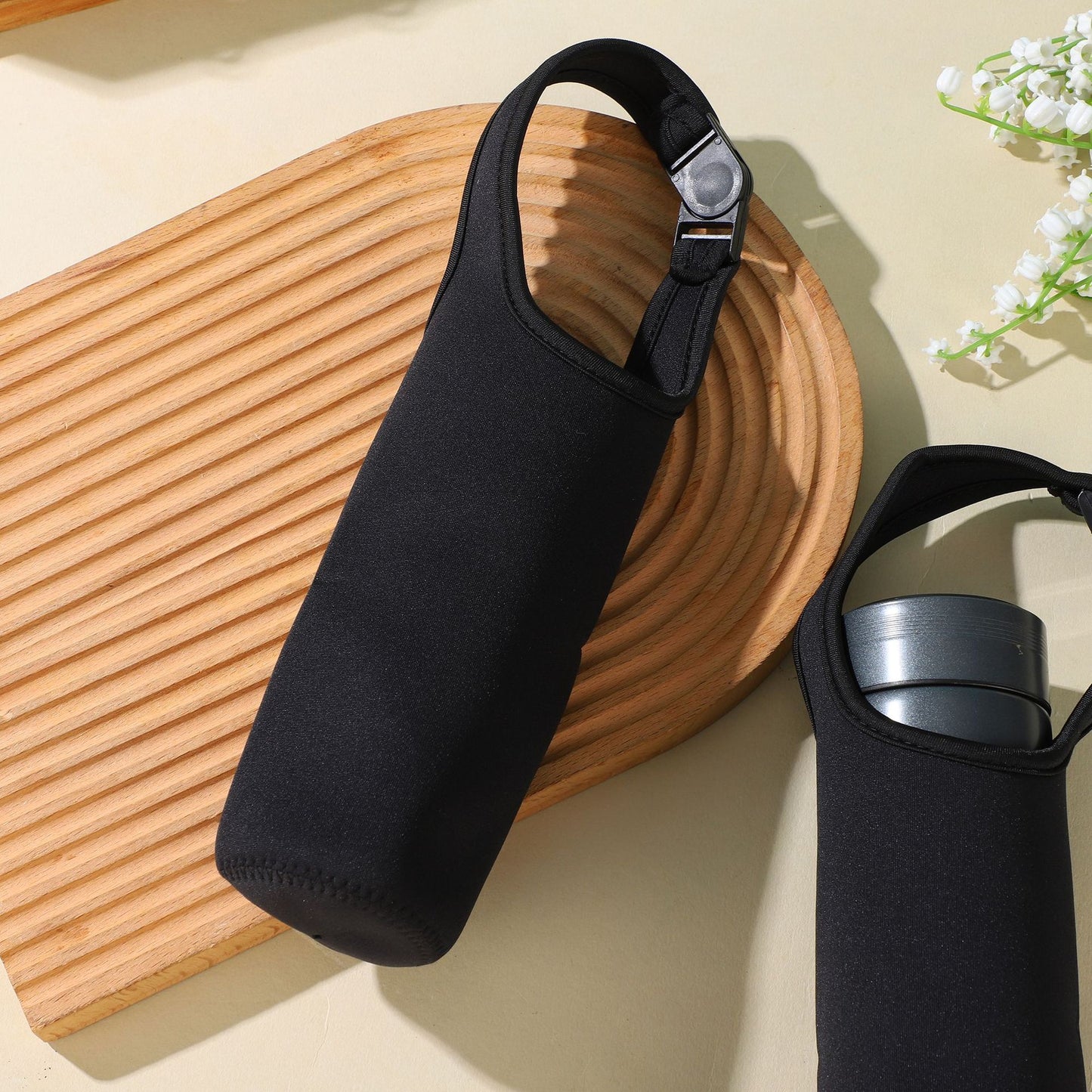2pcs Tumbler Carrier Holder Water Bottle Handle Bag More Travel To-Go Cups Bottles (Black）Water Bottle Carrier Neoprene Sleeve Cup