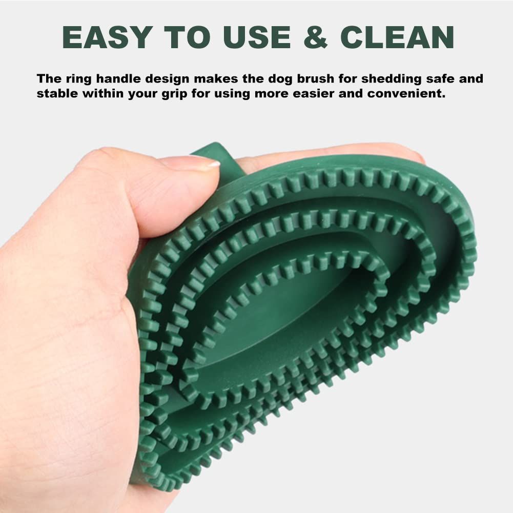 2pcs Soft Rubber Curry Comb Brush with Handle for Horses, Dogs, Cats Short Hair Medium Large Dogs Cats Rabbits（green large size）
