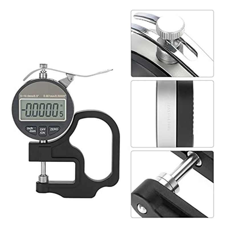 Digital Thickness Gauge, Electronic Micrometer Thickness Meter for Paper Leather Cloth Wire Measuring Tool Range 0-12.7mm Accuracy 0.001mm