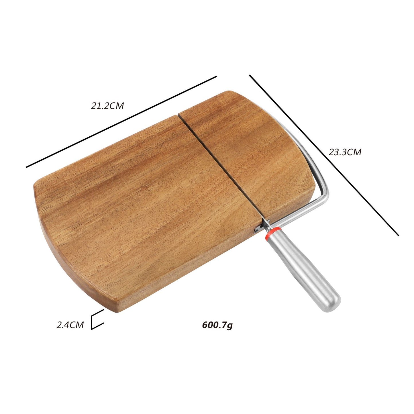 Wooden Cheese Slicer, Cheese Cutter Board with Stainless Steel Blade for Block Cheese, Vegetables, Butter, Sausages, Bread
