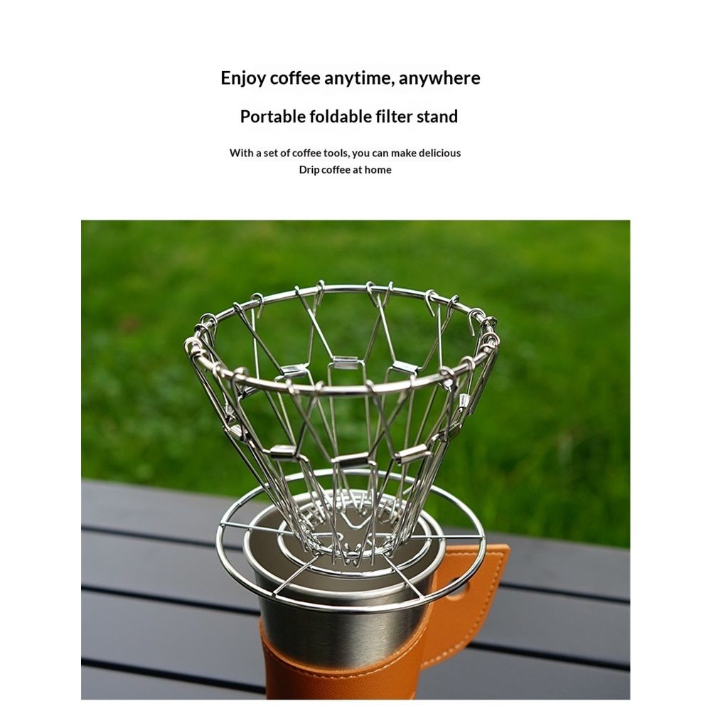 Collapsible Pour Over Coffee Maker - stainless steel Coffee Dripper Set For Camping & Travel（silvery）