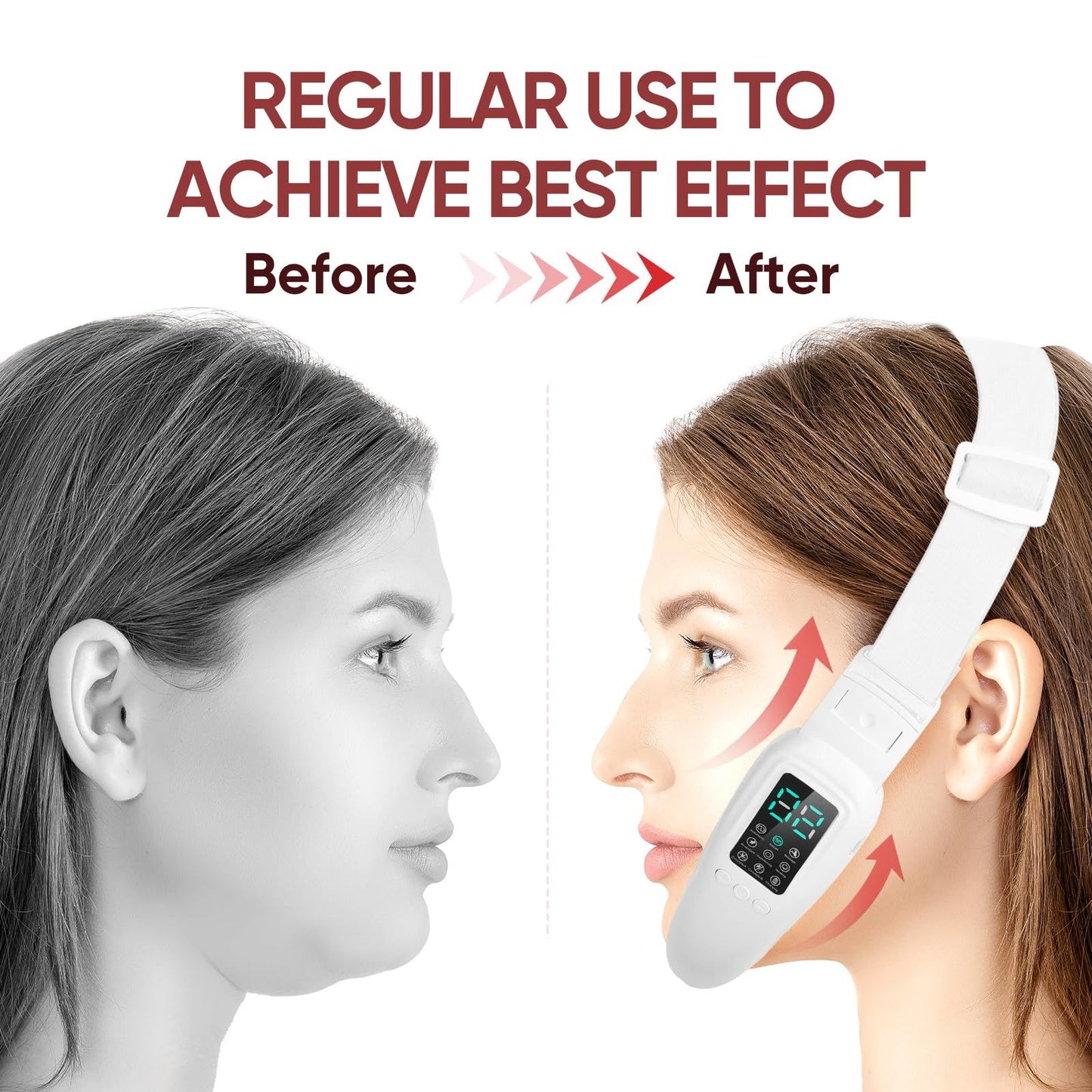 Intelligent Electric Double Chin and V-Shaped Face Machine with 12Adjustable Intensities - Women's V-Face Machine(white,25.6*4.5cm）