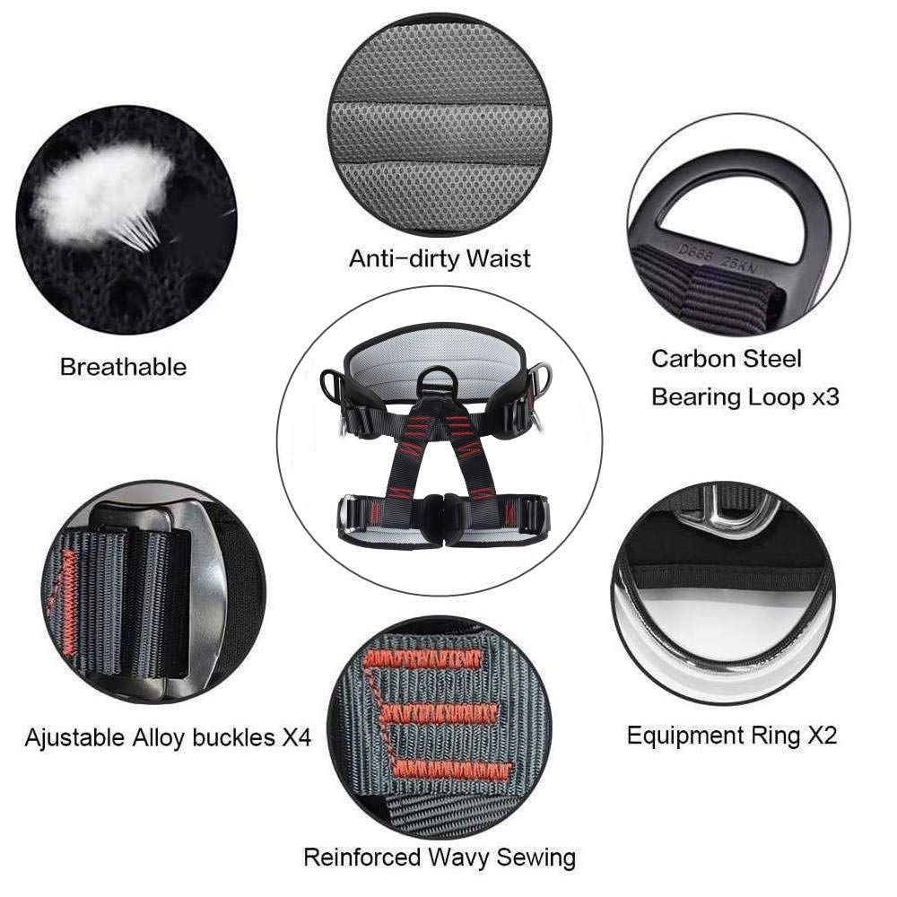 Climbing belts, Thicken Professional Half Body Safety Belt Climbing Gear for Tree Climbing, Fire Rescue, Rappelling and Other Outdoor Adventure Activities