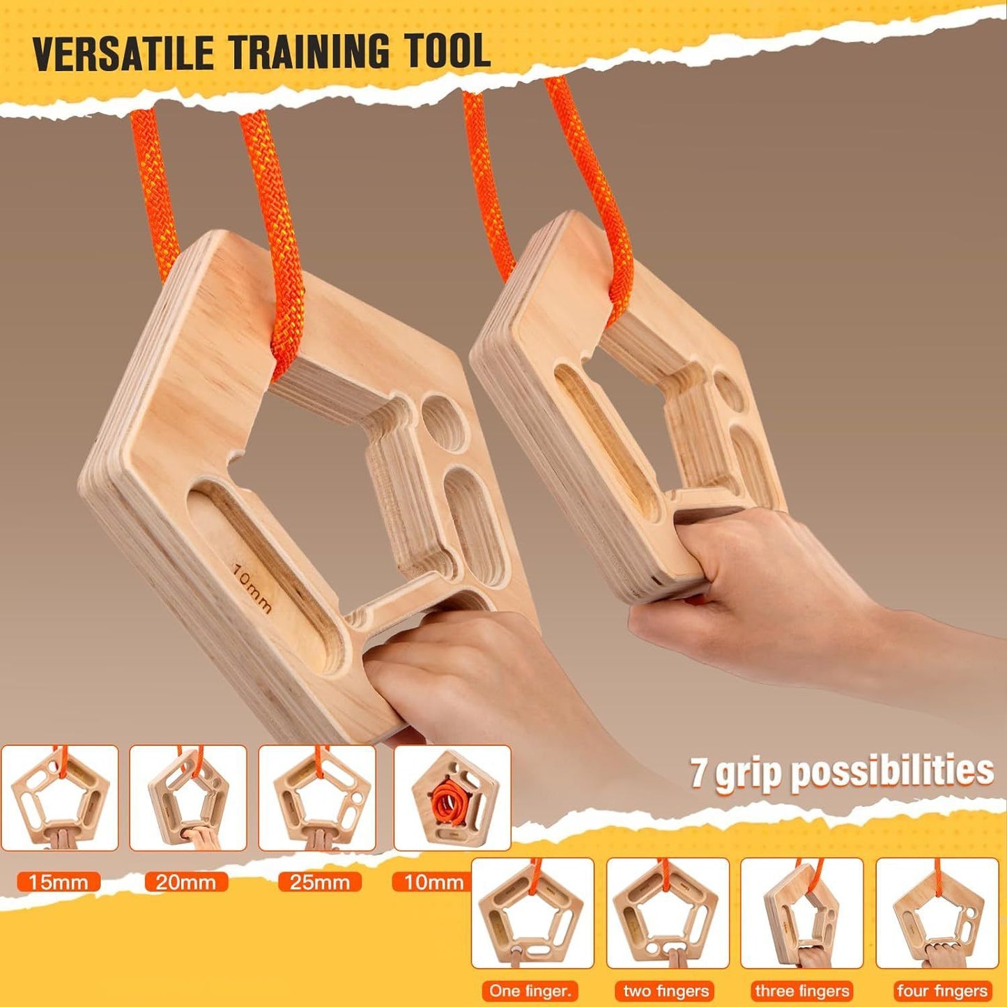 Vertical - Hang Holds,  Finger Strengthener, Pull-up Grip Arm Training Portable Finger Board Rock Climbing Holds Indoor and Outdoor