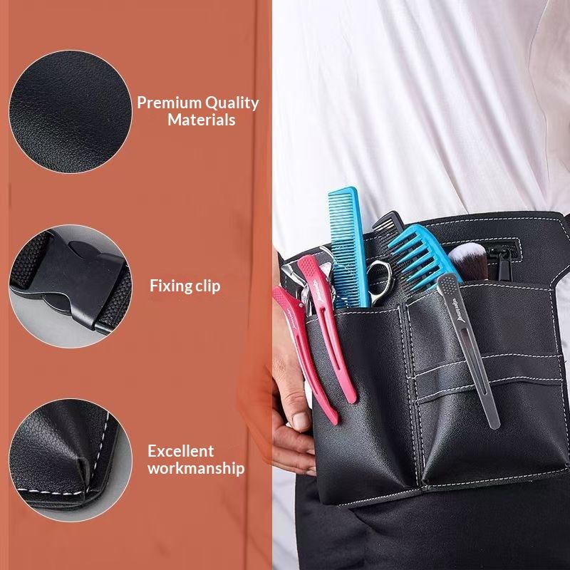 Hairdresser Scissor Bag, Barber Leather Waist Pouch, Professional Hairdressing Tools Storage Holster with Waist Belt, Hair Salon Scissor Storage Waist Bag for Hairstylist（Only waist bag）
