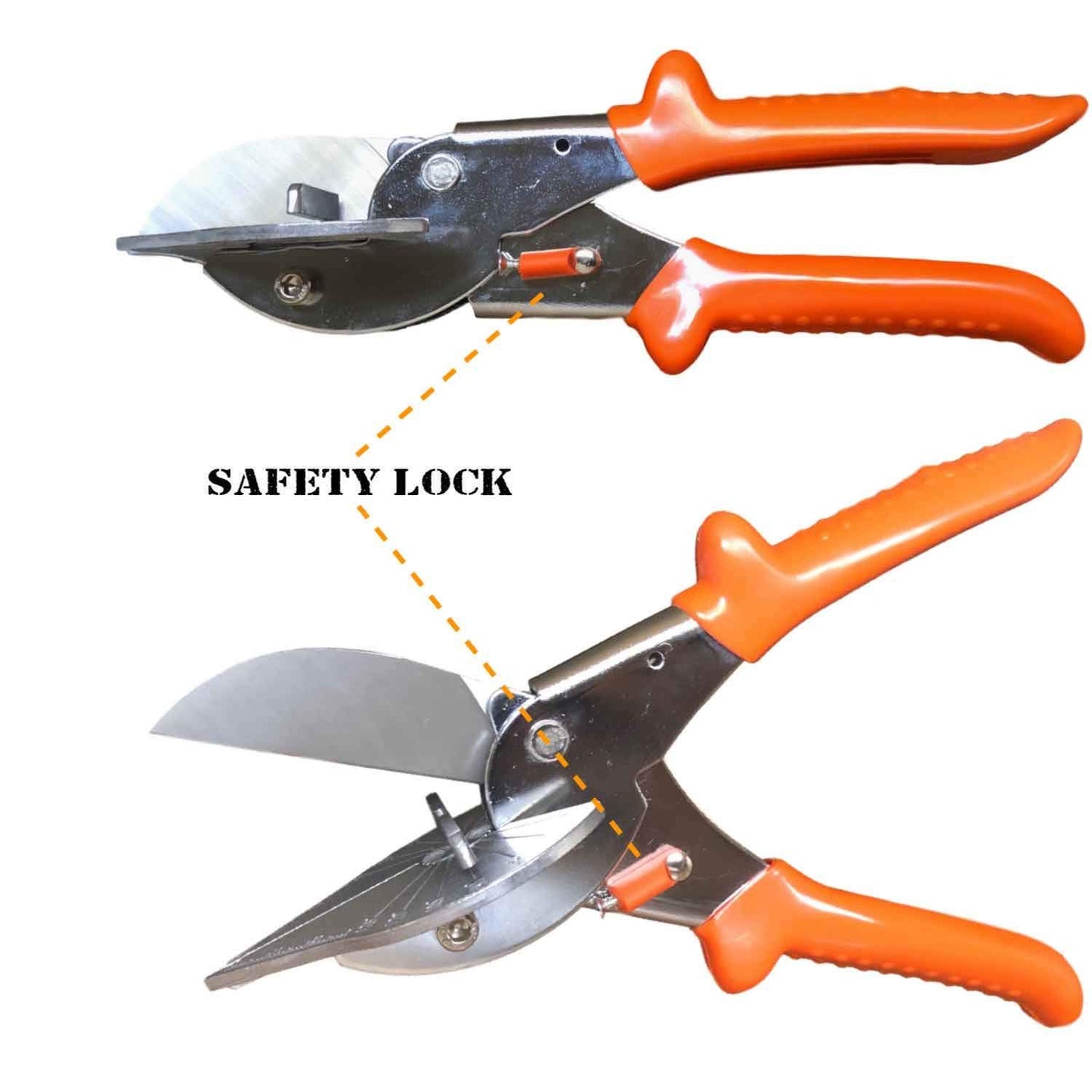 Multi Angle Miter Shear Cutter Hand Tools,45-135 Degree Adjustable Angle Scissors Trim Shears Tools for Vinyl Wood Molding Trim (Orange)
