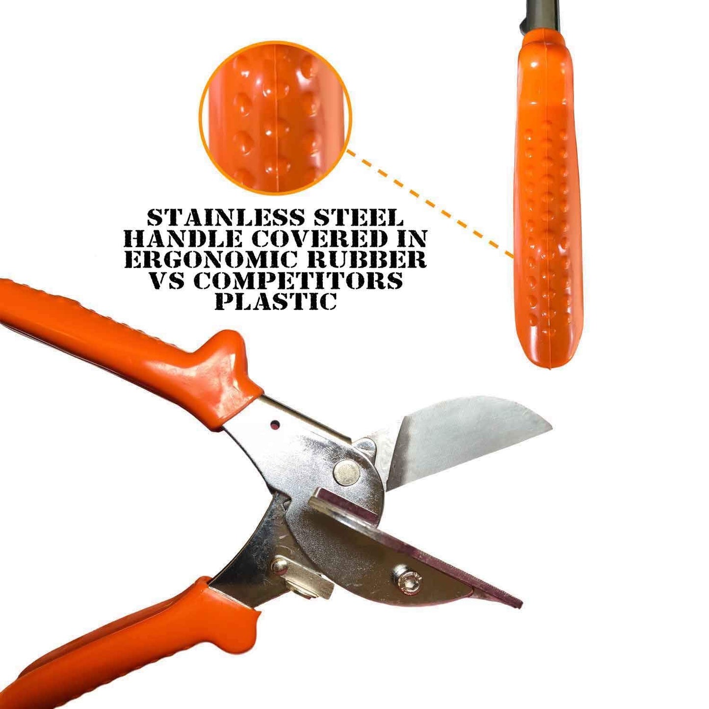 Multi Angle Miter Shear Cutter Hand Tools,45-135 Degree Adjustable Angle Scissors Trim Shears Tools for Vinyl Wood Molding Trim (Orange)
