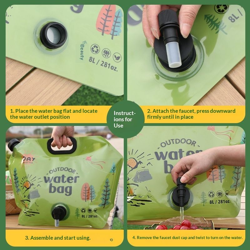 2pcs Camping Water Jug 2.1 Gallon CollapsibleWater Container Portable Water Bag for TravelOutdoor Hiking BPA Free Lightweight (Green ）