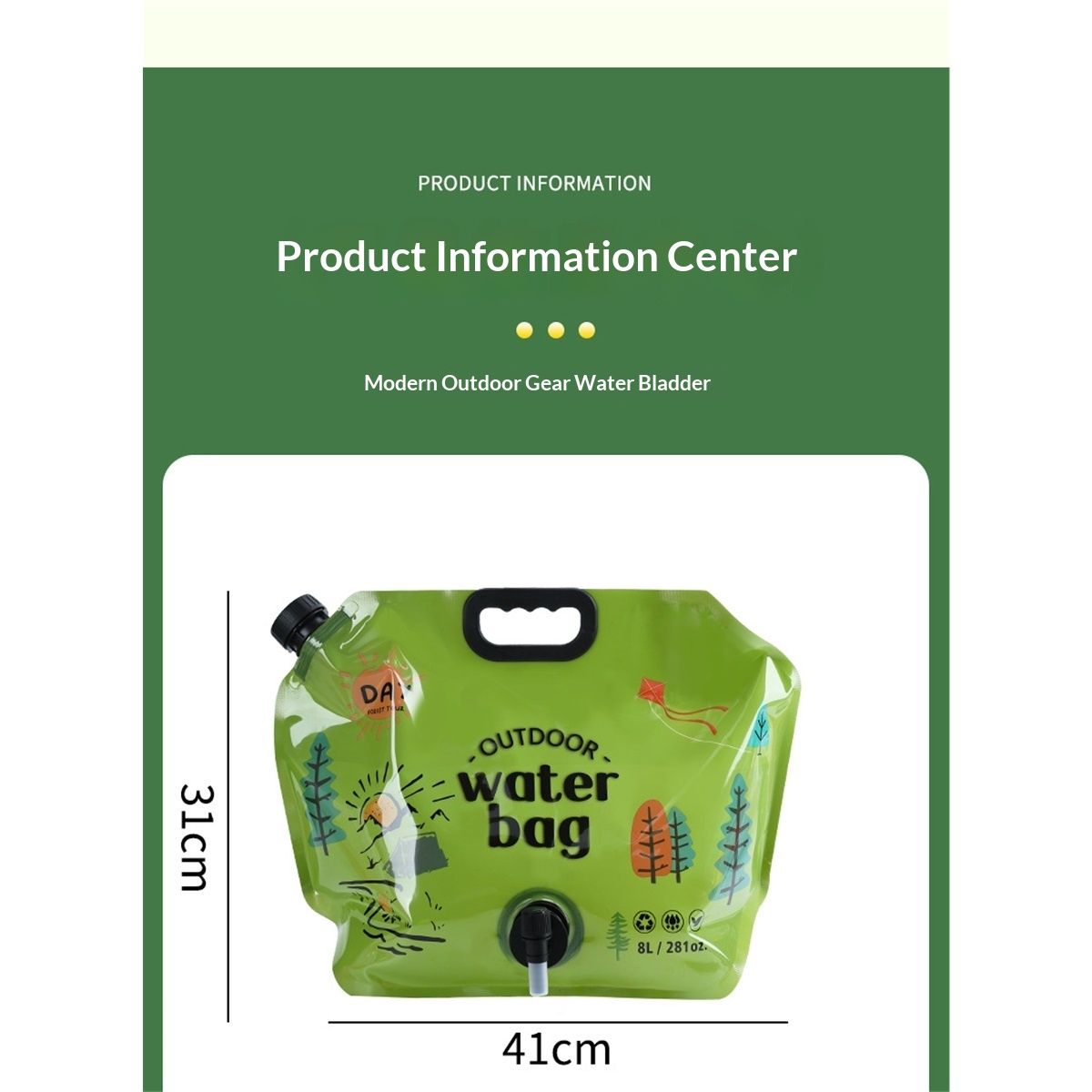 2pcs Camping Water Jug 2.1 Gallon CollapsibleWater Container Portable Water Bag for TravelOutdoor Hiking BPA Free Lightweight (Green ）
