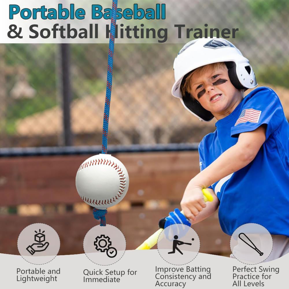 Baseball Softball Batting Swing Hitting Trainer Aid – Enhance Hitting Skills with Combined Tee and Front Toss for Easy Drills – Ideal for Improving Batting Precision blue