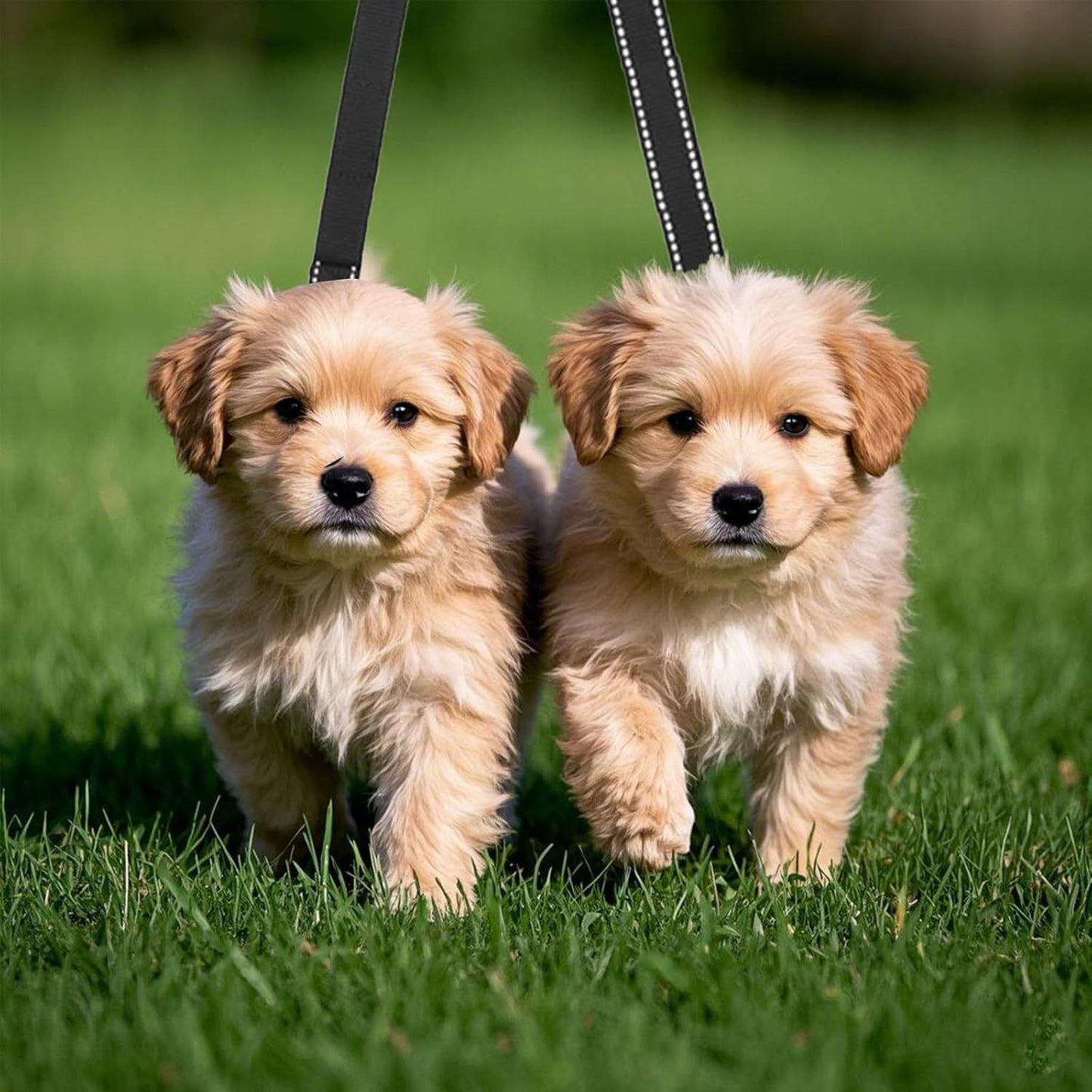 Dual dog leash, tangle free dual dog design 360 ° rotating, reflective walking training guidance, comfortable padded handle, can accommodate 2 dogs (black)