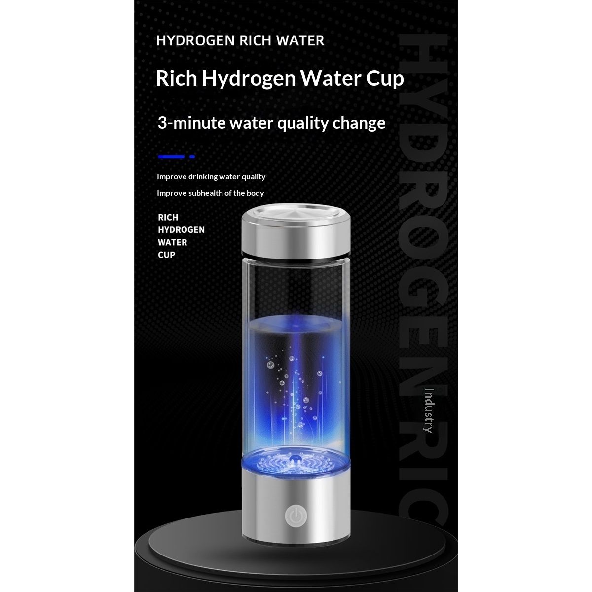Hydrogen Water Bottle,3Min, Portable 15.2OZ, Rechargeable Hydrogen Water Bottle for Travel, Home, Office – Gift for Family & Friends (Silver)
