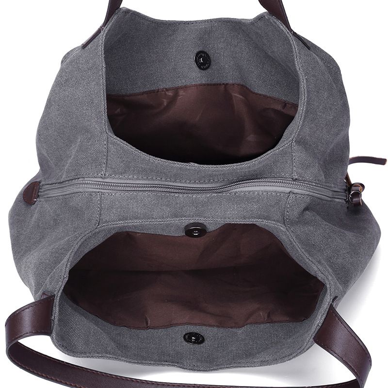 Women's Multi-pocket Shoulder Bag Fashion Canvas Handbag, Women Shoulder Bag Tote Vintage Top-Handle Bag