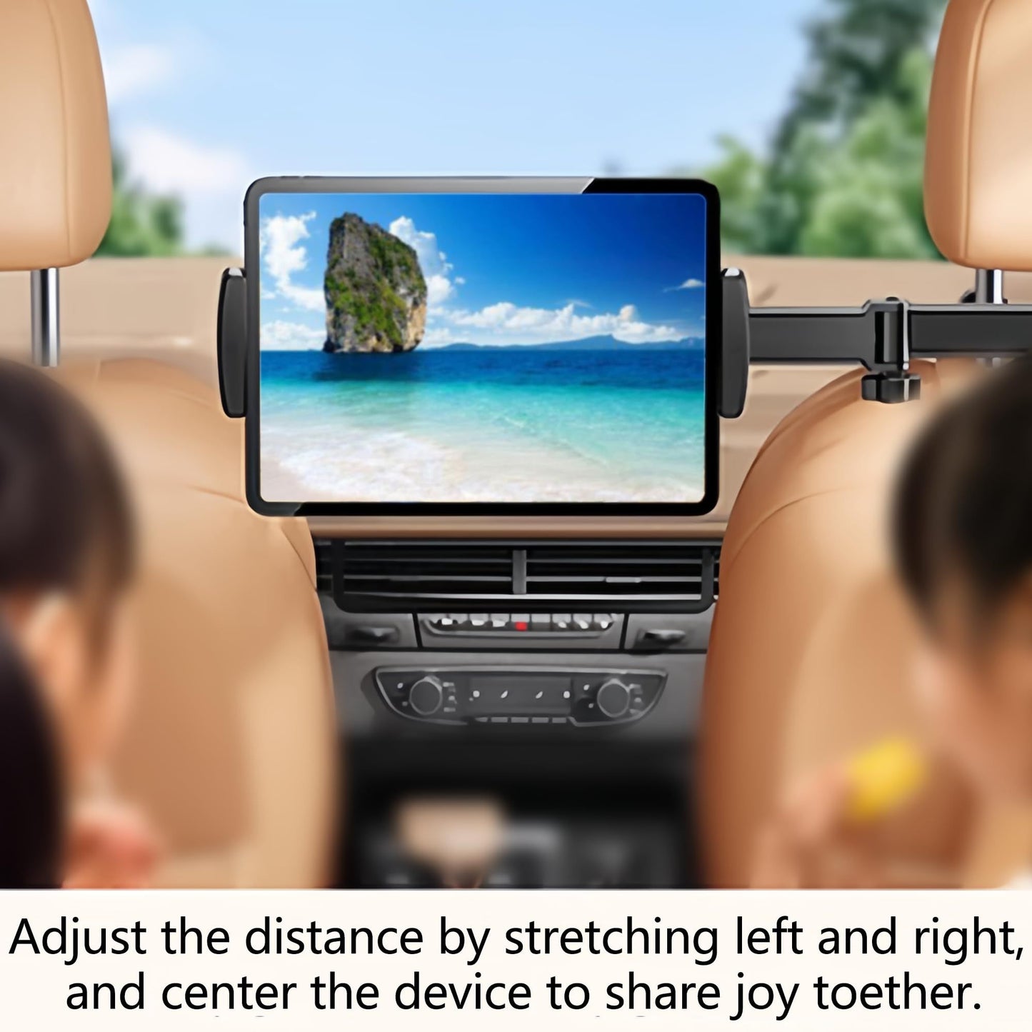 Car Headrest Mount for Tablets & Smartphones - 360 Rotatable, Adjustable Car Essential for Road Trip (Single Arm Extendable)