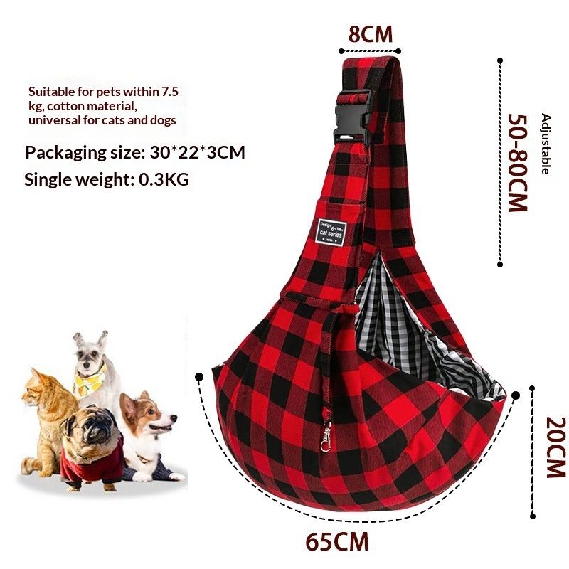 Dog Carrier Sling, Reversible Puppy Carrier Purse with Storage Pocket, Adjustable Hand-Free Dog Sling Carrier Pet Tote Bag for Carry Small Dogs and Cats, Travel Safety Harness