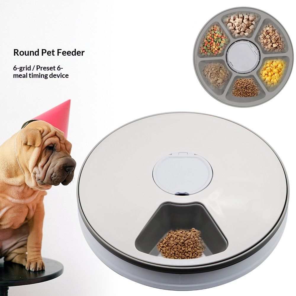 Automatic 6 Bowl Digital Timer-Controlled Pet Feeder - for Cats and Small Dogs, Wet or Dry Food  Battery Operated, BPA-Free