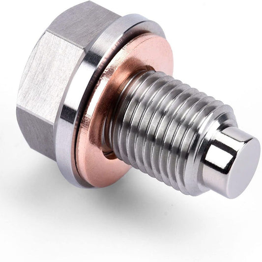 M16 x1.5 Magnetic Oil Drain Plug Stainless Steel Oil Pan Drain Bolt Replacement , Mini 1pcs Crush Washer Gaskets Replacement