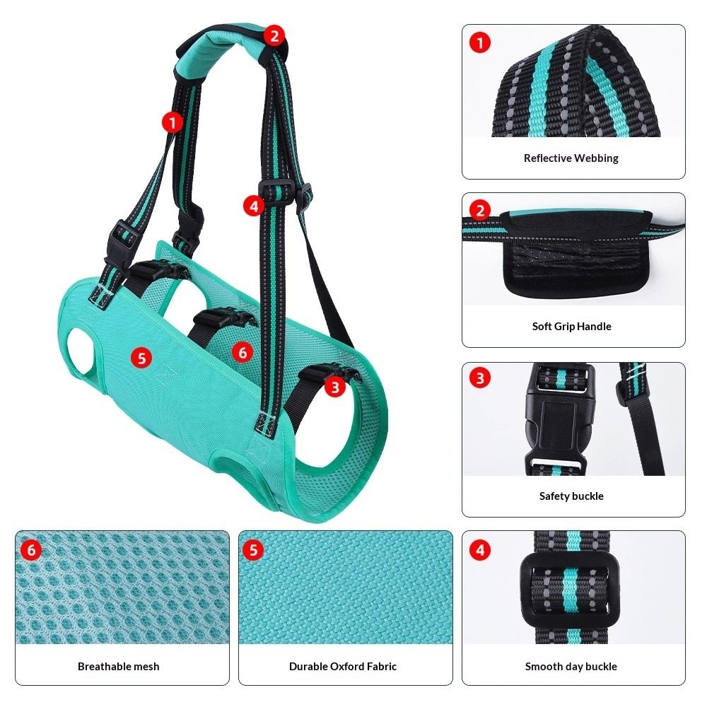 Dog Lift Harness, Emergency Backpack Pet Legs Support & Rehabilitation Sling Carrier, Adjustable Lifting Straps Carrier for Senior Elderly Dogs Joint Injuries Arthritis S