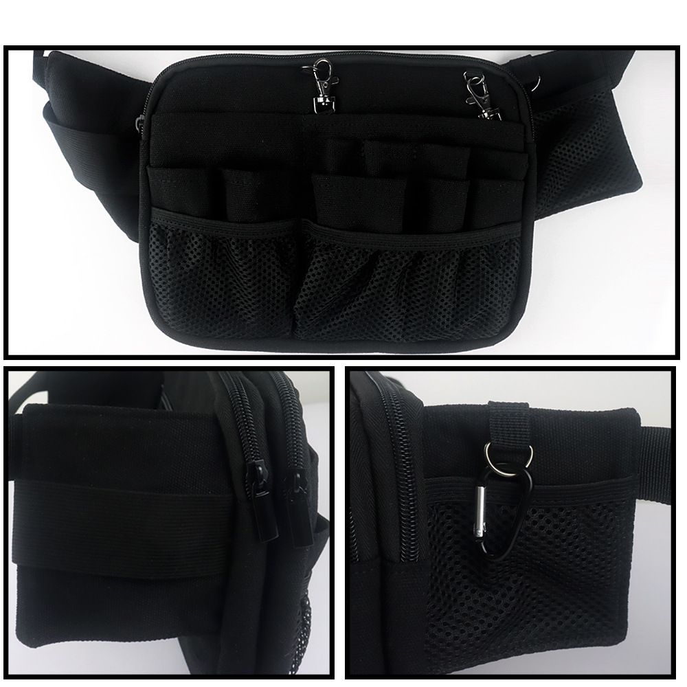 Nurse Belt Pack with Multi-Compartment Tool Strap Practical with Medical Equipment Pocket and Tape Holder for Stethoscope Bandage Scissors or other Supplies Black(oniy bag)
