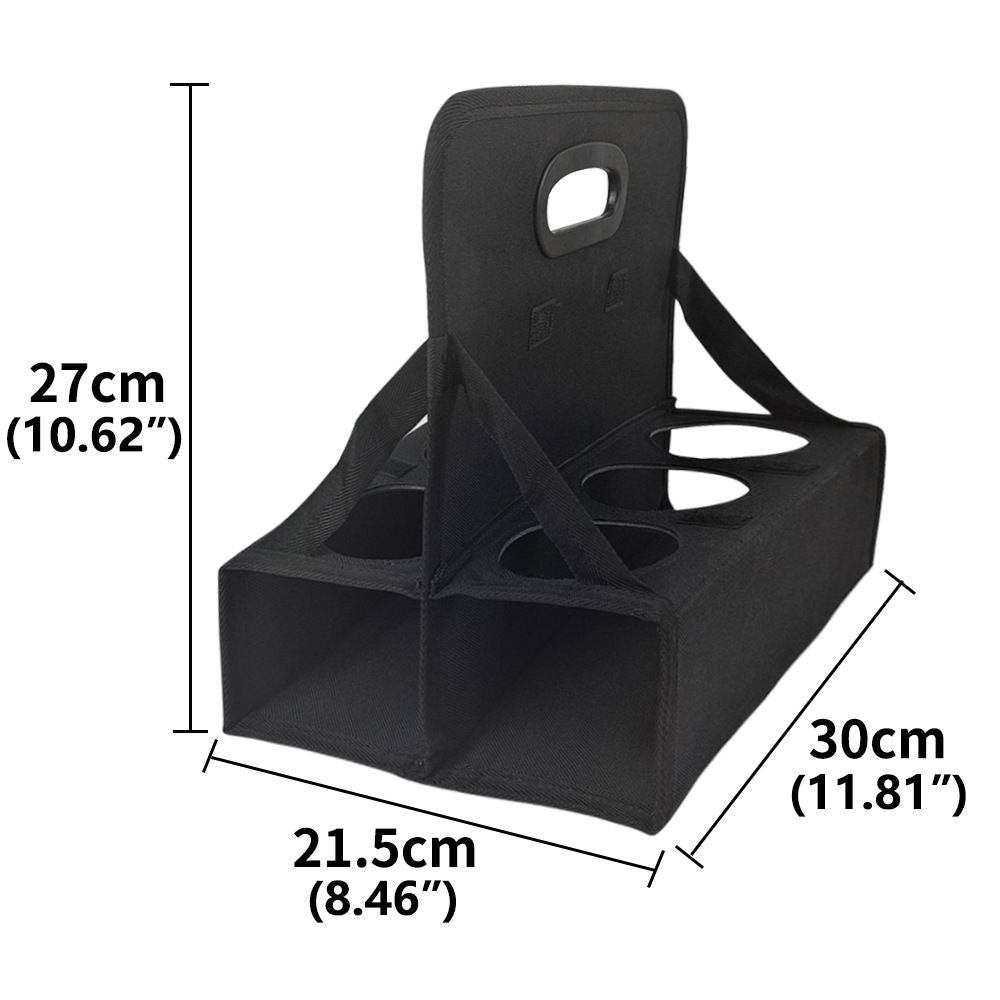 Portable 6-Cup Drink Carrier with Handle -, 6 Cup Foldable Portable Drink Carrier, Reusable Cup Holder Carry Coffee, Wine, Cocktails, Hot and Cold Beverages for Delivery and Take Out (Black)