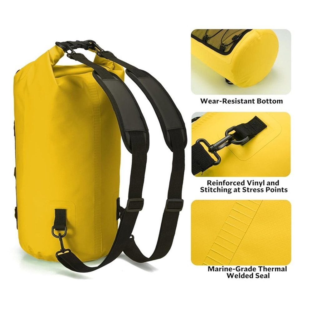 Dry Bag, Waterproof Floating Backpack 20L Case for Boating, Kayaking, Fishing, swimming, beach and outdoor activities (yellow)