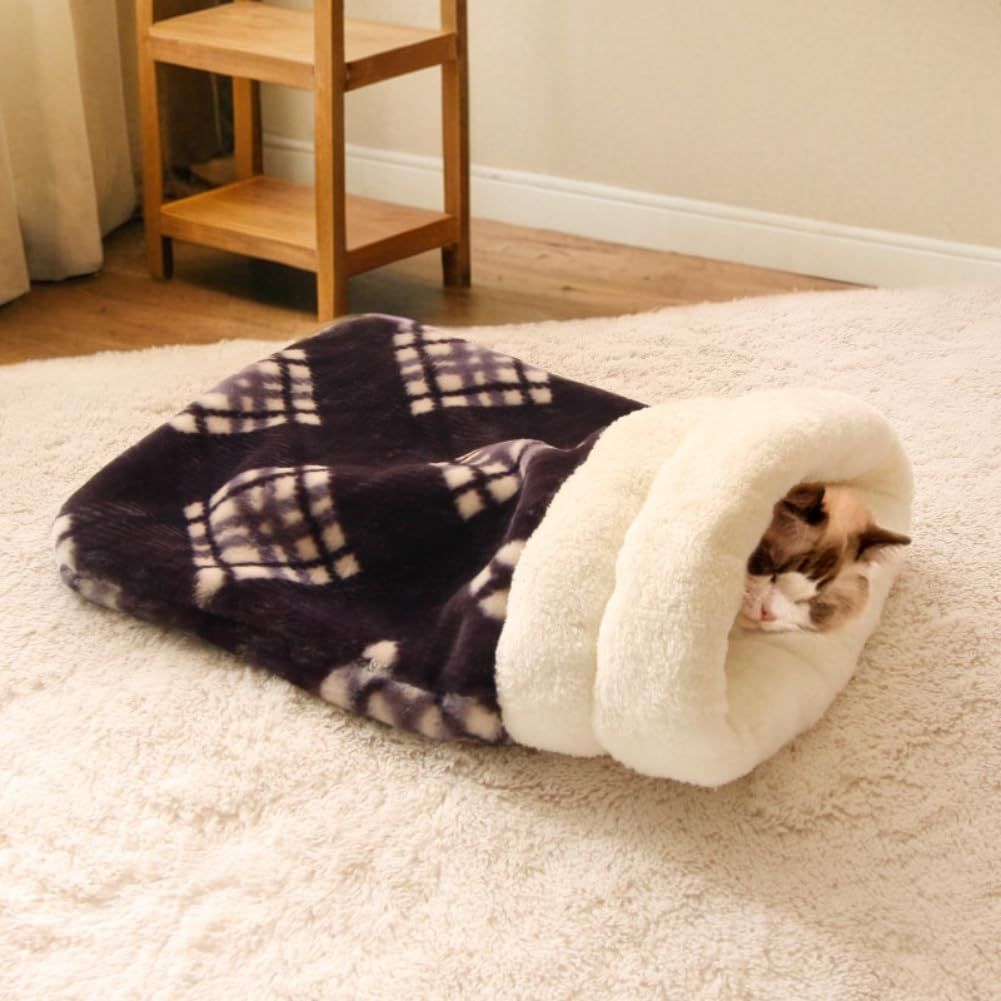 Cat Bed Cave Sleeping Bag, Pet Mat Warming Pad Sack for Cats and Small Dog,Burrowing Cozy Soft Comfortable Bed(for Small and Medium Cats)