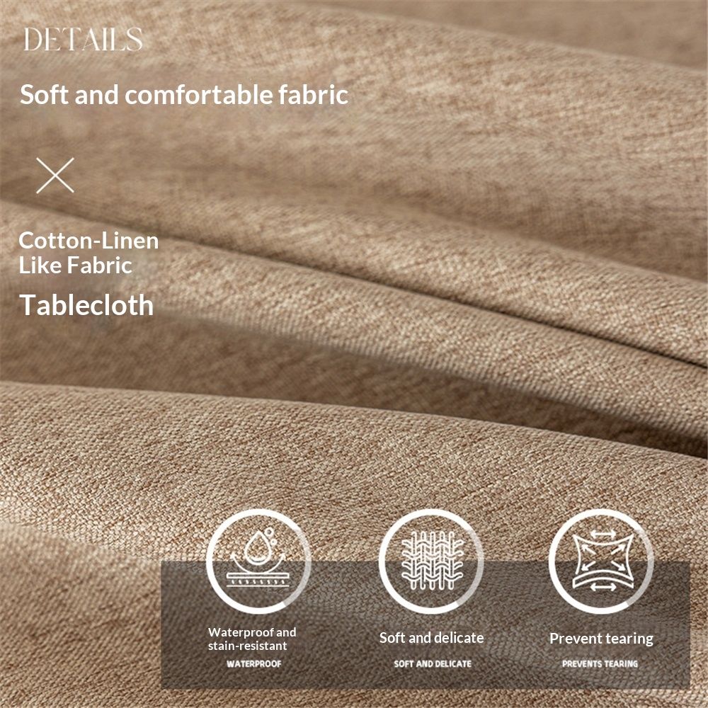 Rectangle Tablecloth Washable Wrinkle Resistant and Water Proof Table Cloth Decorative Linen Fabric Tablecloths for Dining Parties Kitchen Wedding and Outdoor Use (khaki, 55x87 in)
