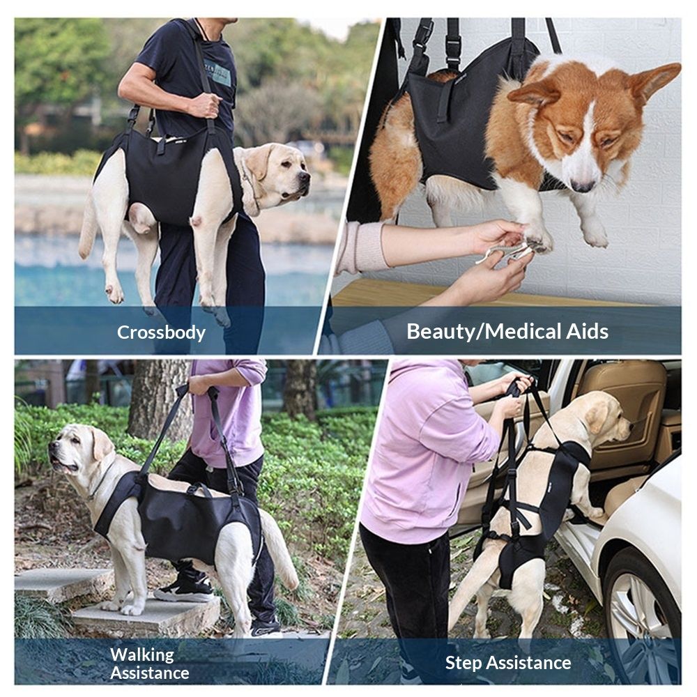 Dog Lift Harness, Emergency Backpack Pet Legs Support & Rehabilitation Sling Carrier, Adjustable Lifting Straps Carrier for Senior Elderly Dogs Joint Injuries Arthritis S