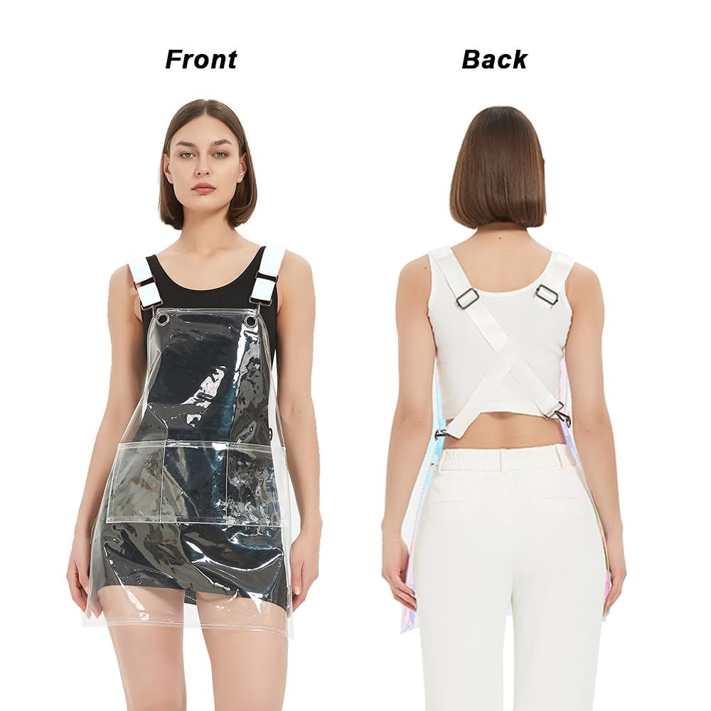 Hair Stylis Apron for Salon Barber Cross-back Hairdresser Waterproof Work Apron With 3 Pockets（White woven ribbon 30 silk short style）
