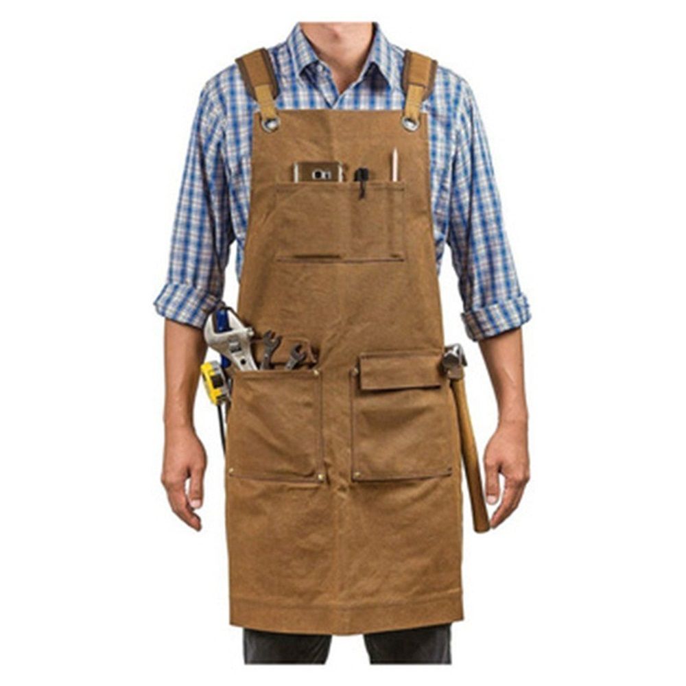 Woodworking Apron for Men Shop Apron Thick Canvas Work Apron with Tool Pockets,Carpentry Electrician Garden Work Clothes