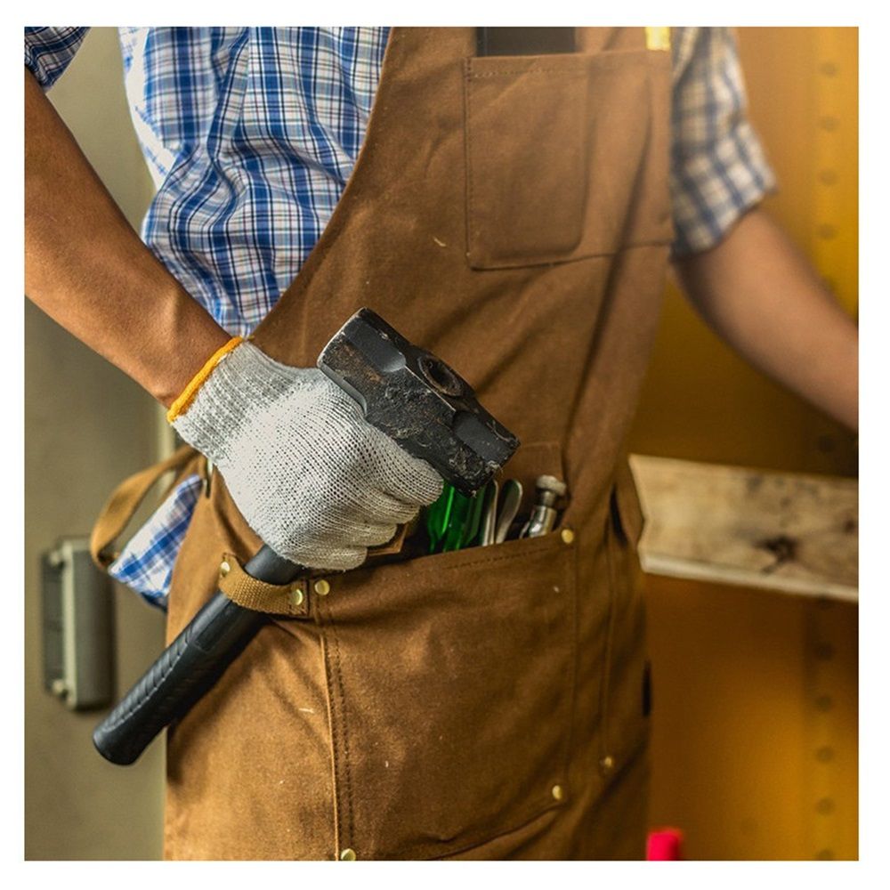 Woodworking Apron for Men Shop Apron Thick Canvas Work Apron with Tool Pockets,Carpentry Electrician Garden Work Clothes