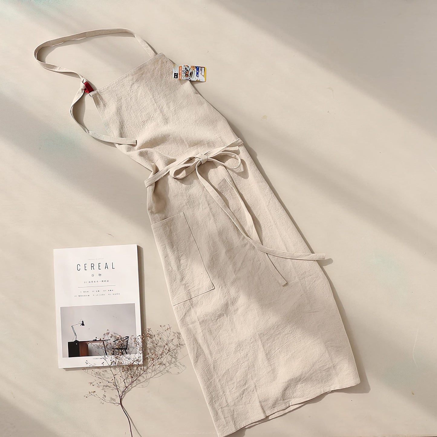 Kitchen Apron for Women & Men  Linen Cooking Aprons with pocket Cotton Long Apron X Back Kitchen Garden Florist Work Clothes Bib Dress