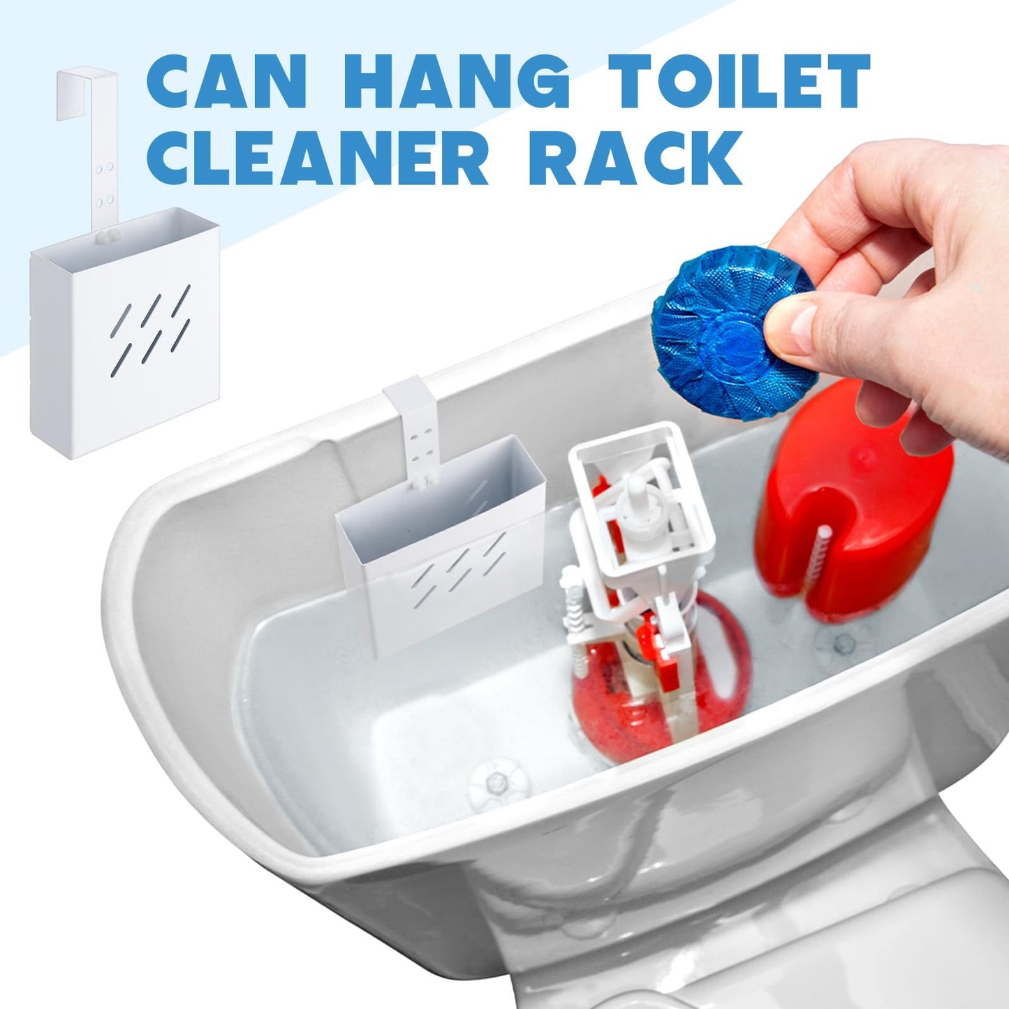 2 Pcs Large Size 4. 33 x 4. 33 x 1. 38 Inch Stainless Steel Toilet Tank Cleaning Tablet Holder with Adjustable Hook to Hang Toilet Cleaner Box
