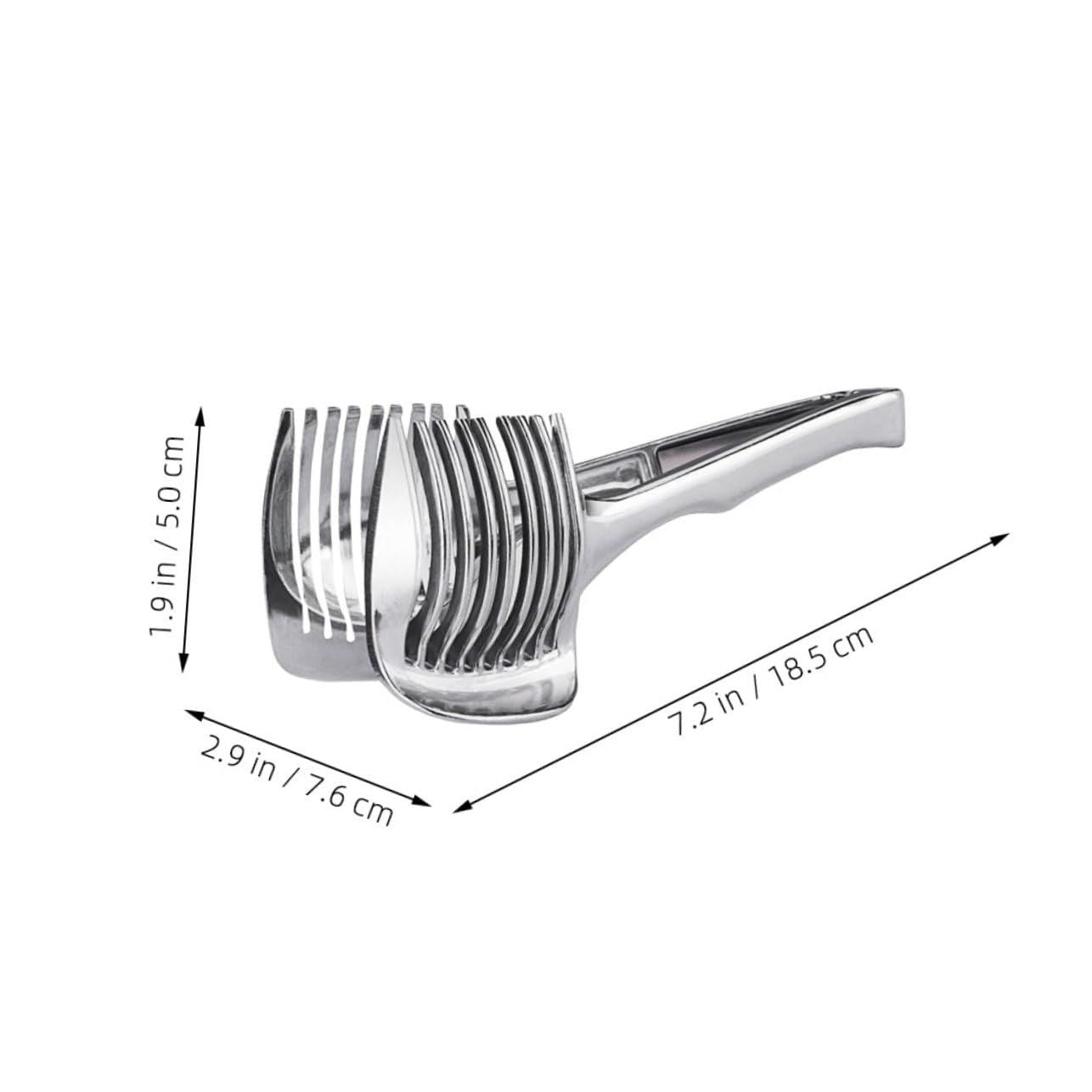 Tomato Lemon Slicer Holder Round Fruits Onion Shreader Cutter Guide Tongs with Handle Kitchen Cutting Potato Lime Food Stand Aluminum alloy