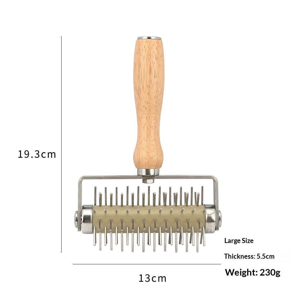 Generic Pizza Dough  Stainless Steel Easy to Clean Bread Needle Pastry Roller with, 13cmx19.3cm Pizza Cake Pie Bread Pastry Baking Tool （large size）