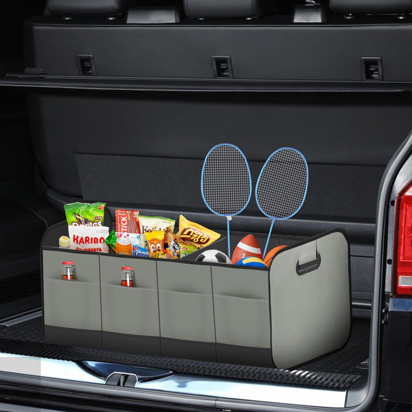 Car Trunk Organizer, Car Storage Organizer with 70L Large Capacity Waterproof Collapsible and 10 Pockets, Oxford,Trunk Organizer for Car （Grey）