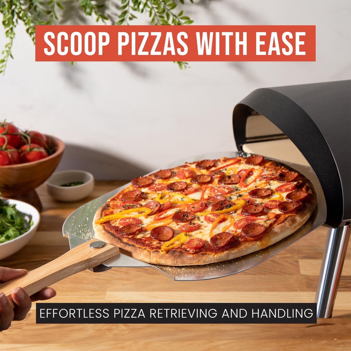 Removable Pizza Shovel With Foldable Wooden Handle For Easy Storage Spatula Paddle For Baking(Flat handle)